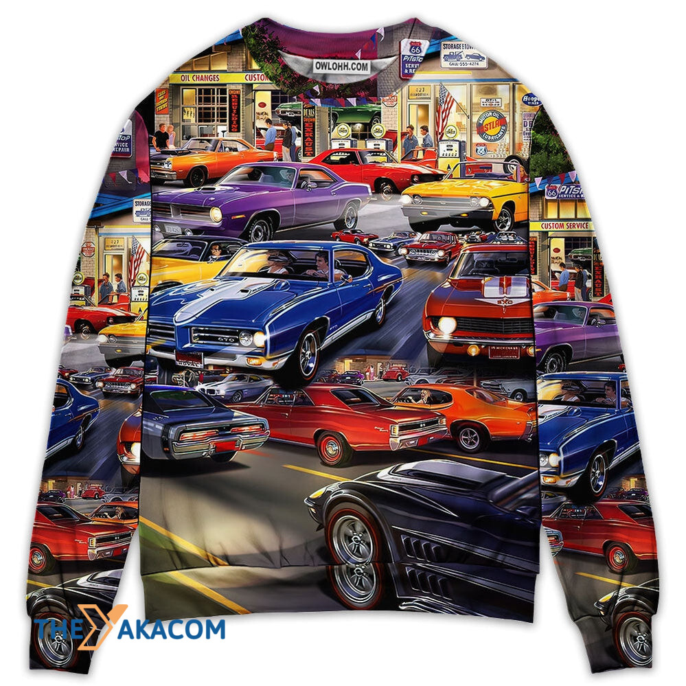 Car Classic Muscle Car Service Gift For Lover 3d Christmas Sweater