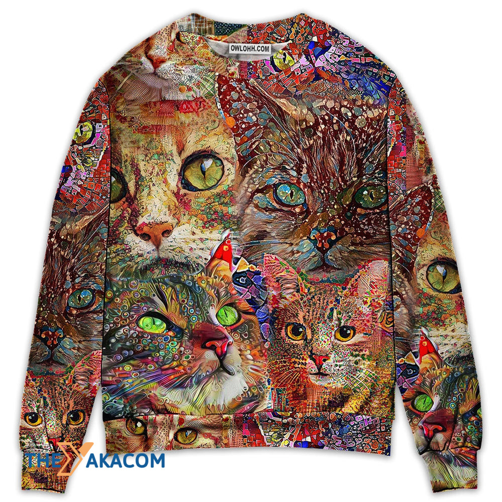 Cat Art Lover Cat Colorful Gift For Lover 3d Christmas Sweater