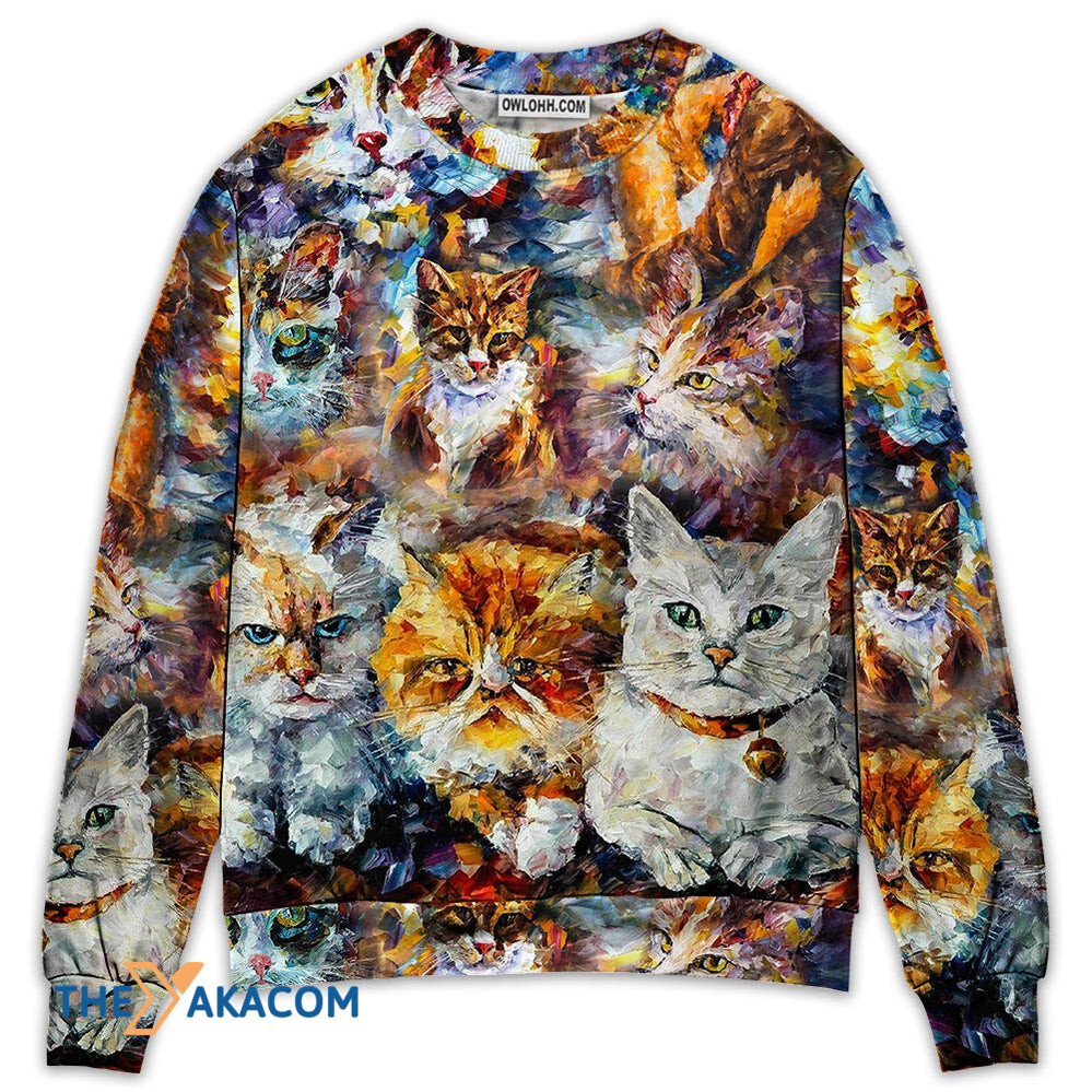 Cat Art Lover Cat Colorful Mixer Gift For Lover 3d Christmas Sweater