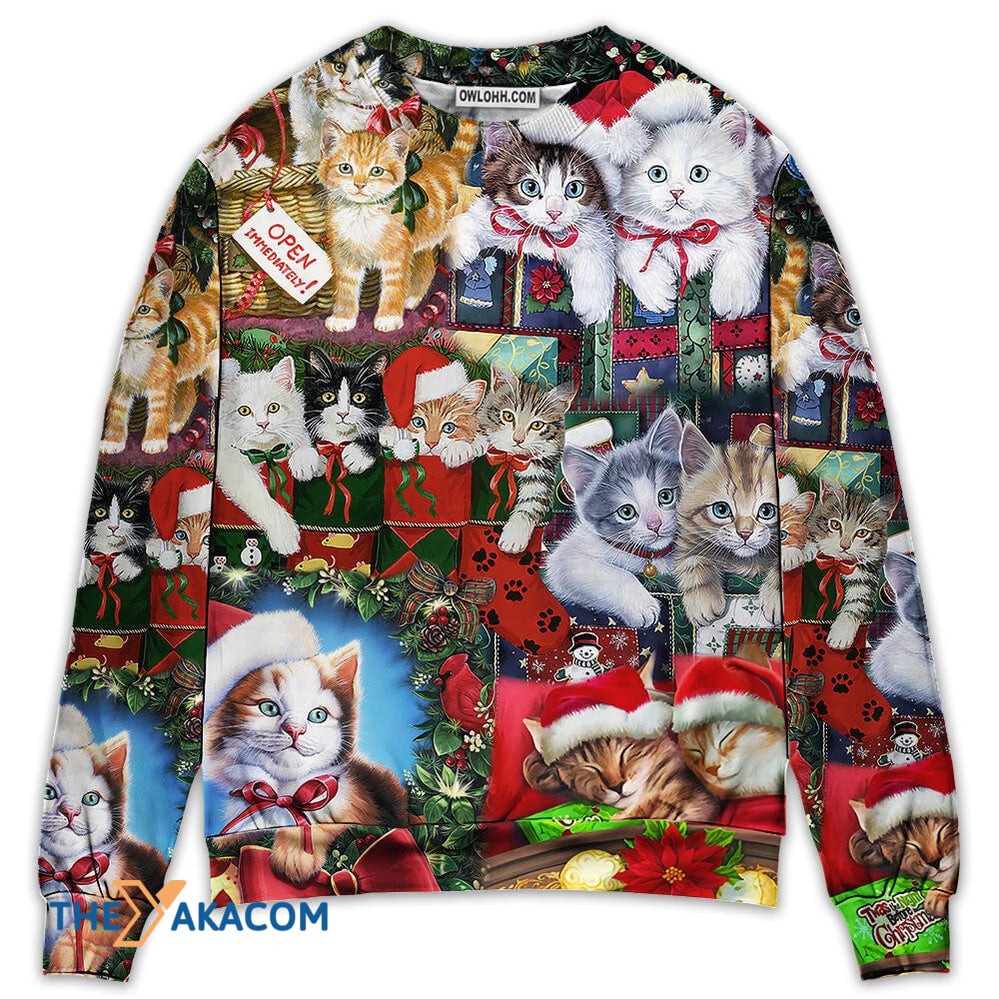 Cat Christmas Tree Merry Xmas Gift For Lover 3d Christmas Sweater