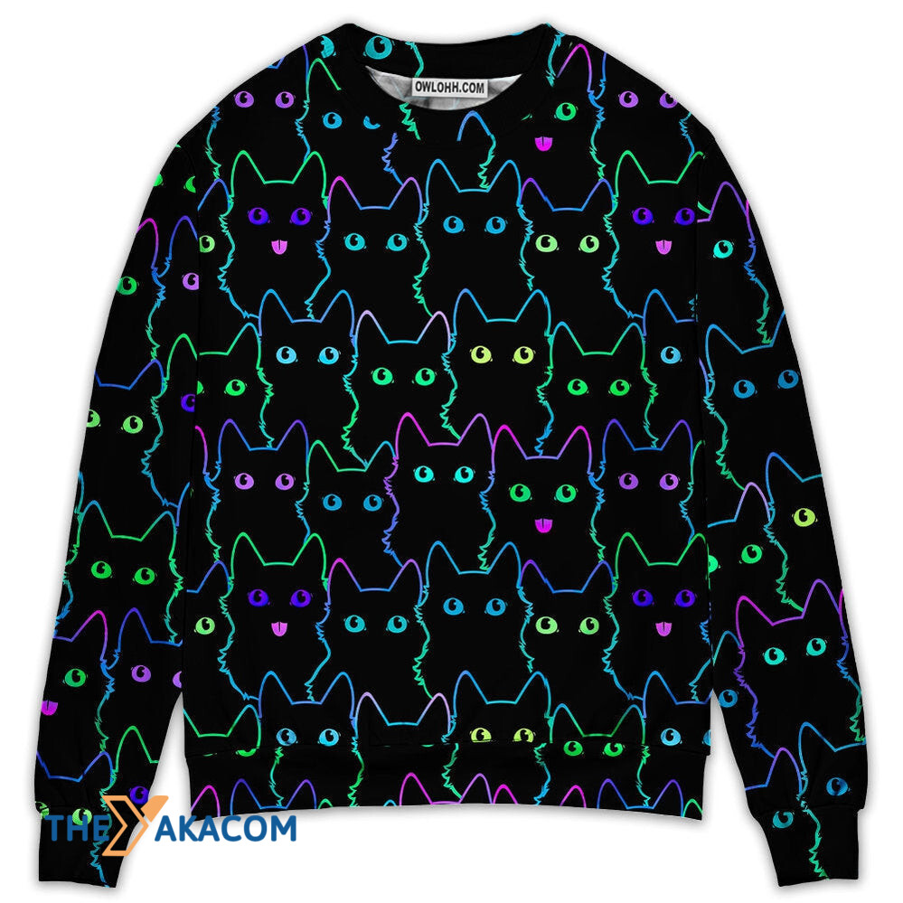Cat Cute Little Kitten Neon Gift For Lover 3d Christmas Sweater