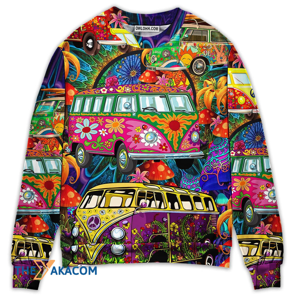 Hippie Van Colorful Vans On The Way Gift For Lover 3d Christmas Sweater