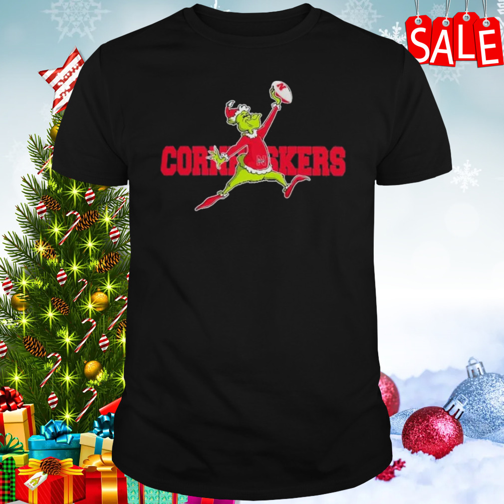 Nebraska Cornhuskers Santa Grinch Air Jordan Rugby Christmas T-Shirt