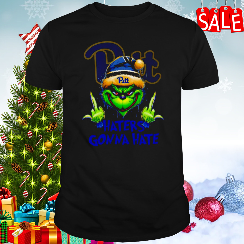 Pittsburgh Panthers Grinch Santa Middle finger haters gonna hate shirt