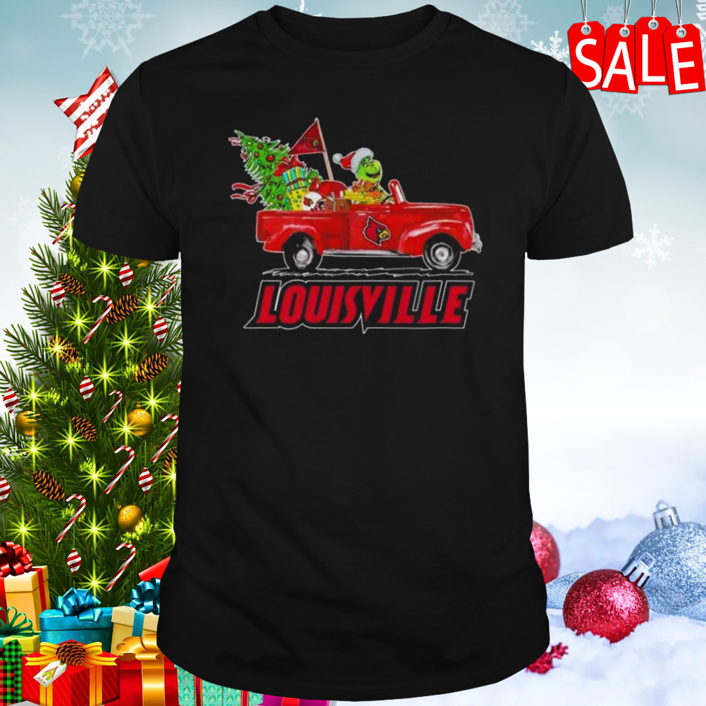 Santa Grinch Driving Car Louisville Cardinals Shirt