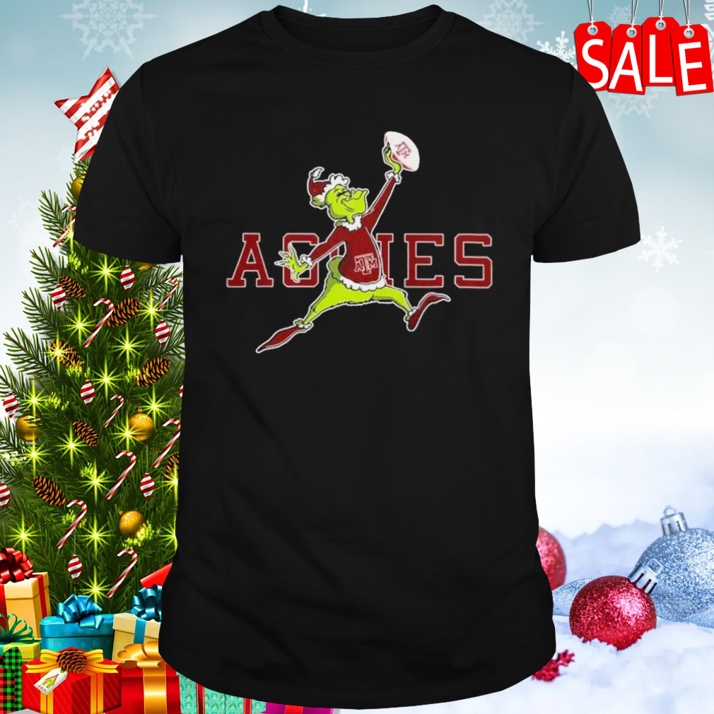 Texas Aggies Santa Grinch Air Jordan Rugby Christmas T-Shirt