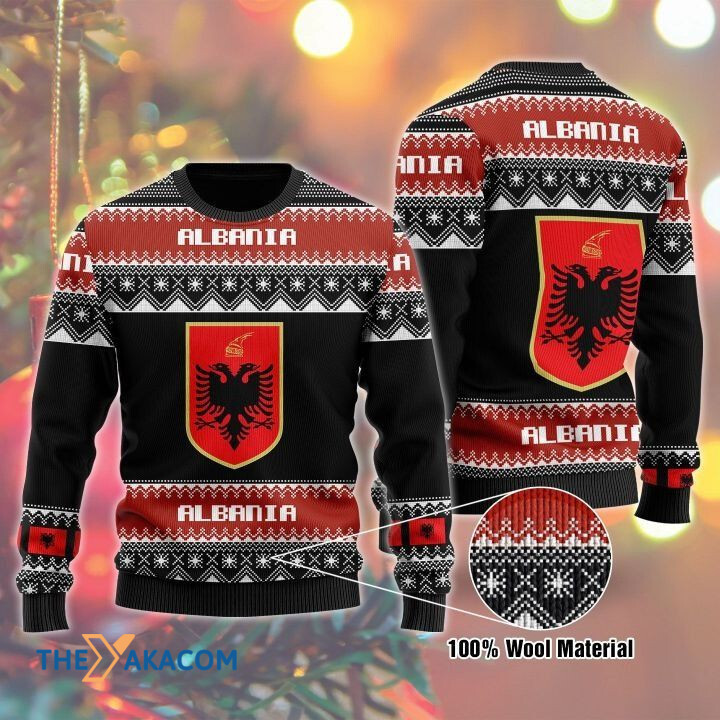 Albania Symbols Gift For Christmas Ugly Christmas Sweater