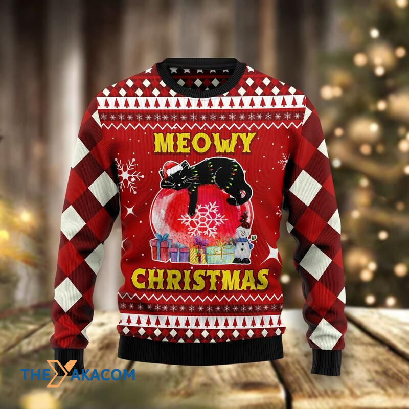Amazing Black Cat Meowy Christmas Awesome Gift For Christmas Ugly Christmas Sweater