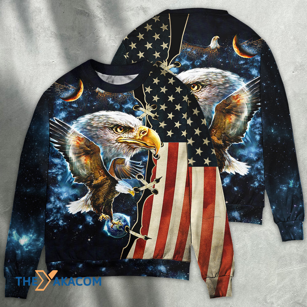America Eagle Amazing Galaxy Gift For Lover Ugly Christmas Sweater
