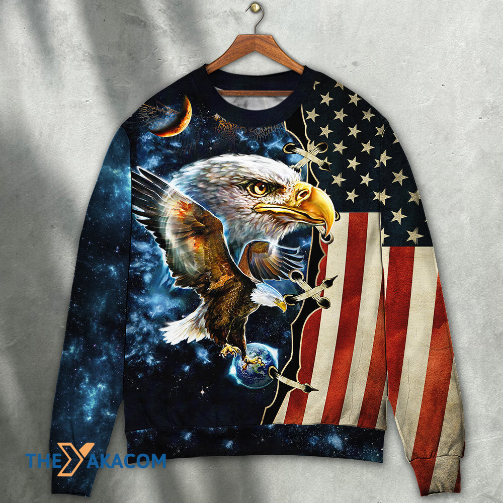 America Eagle Amazing Galaxy Gift For Lover Ugly Christmas Sweater
