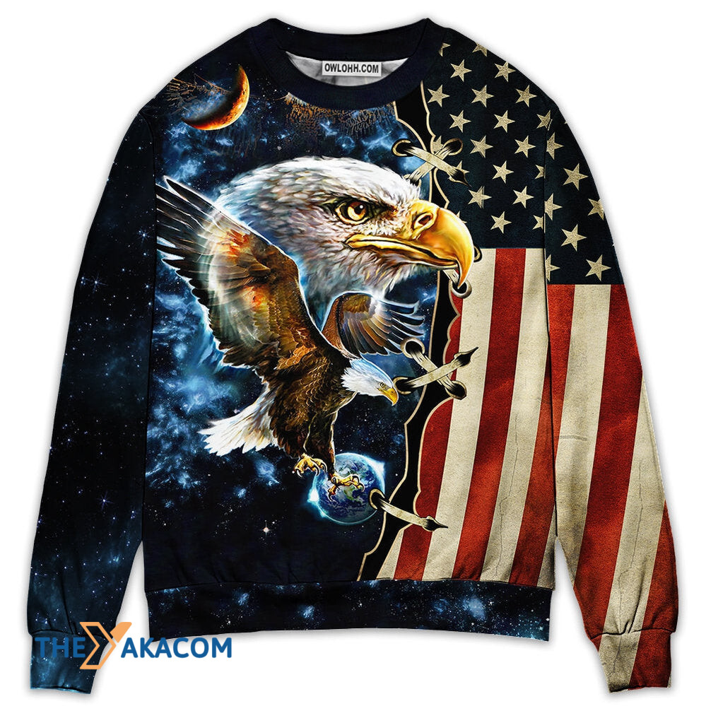 America Eagle Amazing Galaxy Gift For Lover Ugly Christmas Sweater