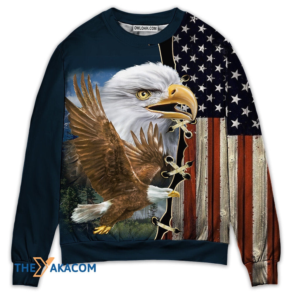 America Eagle Wildlife Faith Gift For Lover Ugly Christmas Sweater