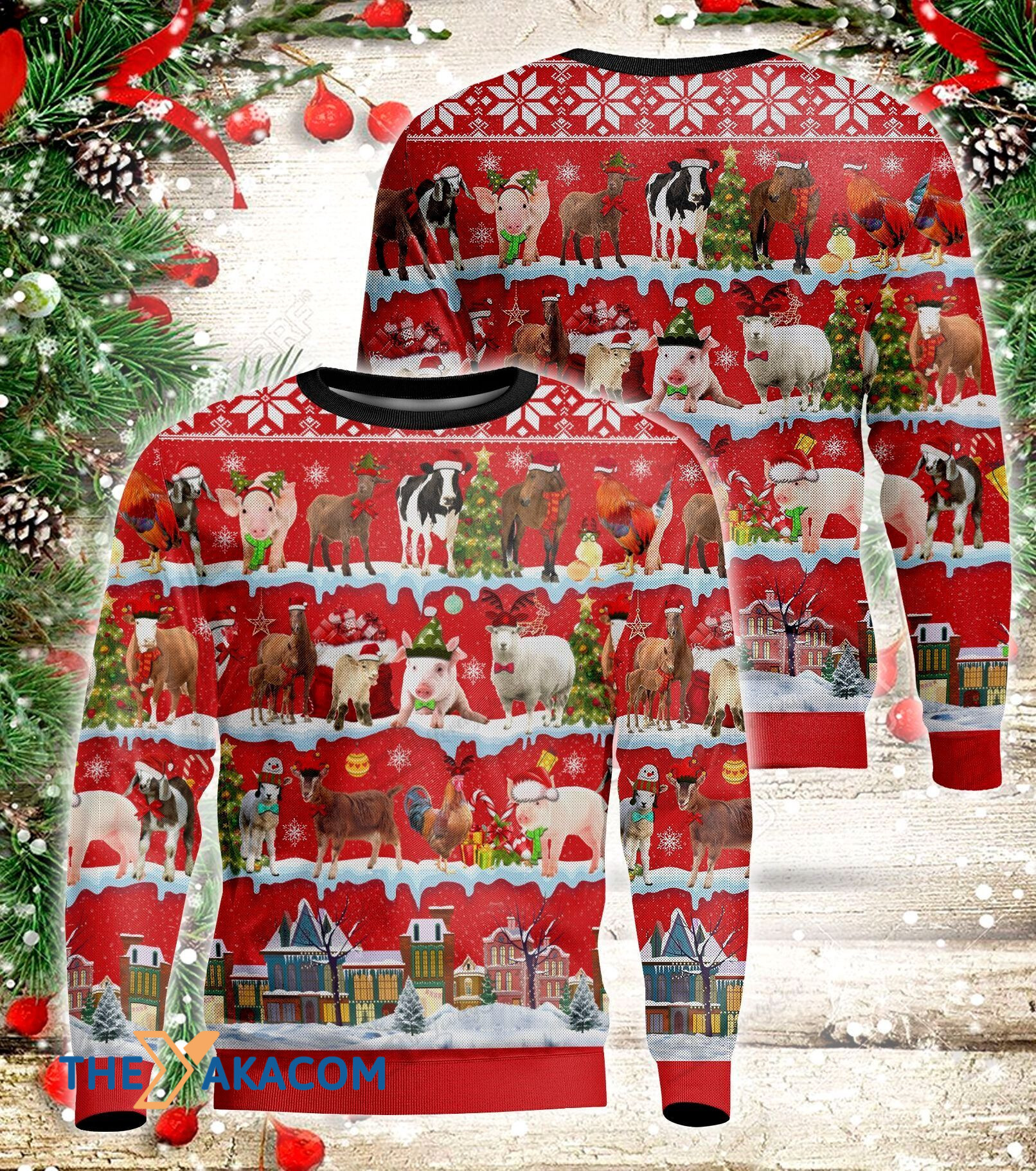 Animals In A Xmas Farm Gift For Christmas Ugly Christmas Sweater
