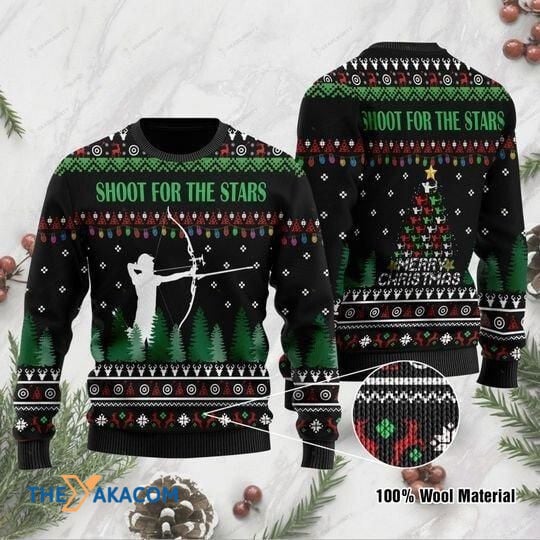 Archery Shoot For Stars In Mountain Gift For Christmas Ugly Christmas Sweater