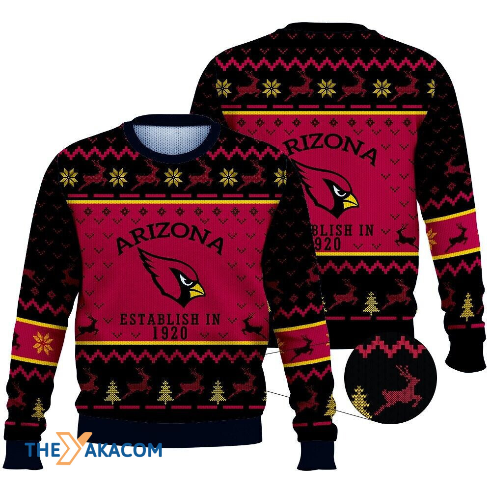 Arizona Cardinals Establish In 1920 Gift For Fan Christmas Ugly Sweater