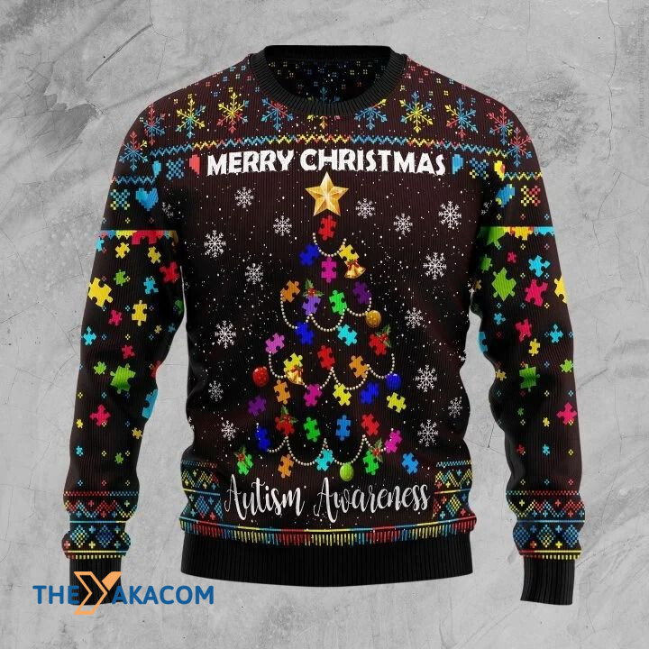 Autism Awareness Made Pine Tree Merry Christmas Gift For Christmas Ugly Christmas Sweater