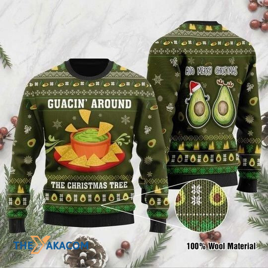 Avocado Guacin_ Around The Christmas Tree Gift For Christmas Ugly Christmas Sweater
