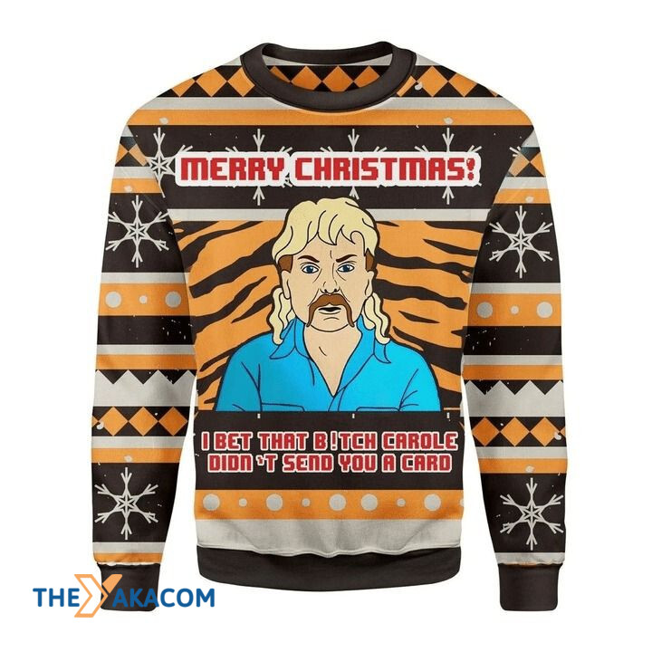 Awesome Man Merry Christmas I Bet That B!tch Carrole Didn_t Send You A Card Gift For Christmas Ugly Christmas Sweater