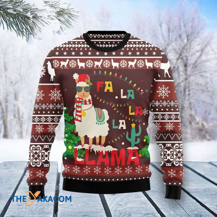 Awesome White Llama Fa La La La Gift For Christmas Ugly Christmas Sweater