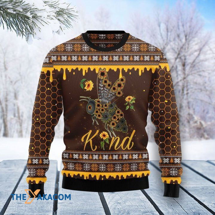 Beautiful Bee With Sunflowers Kind Gift For Christmas Ugly Christmas Sweater