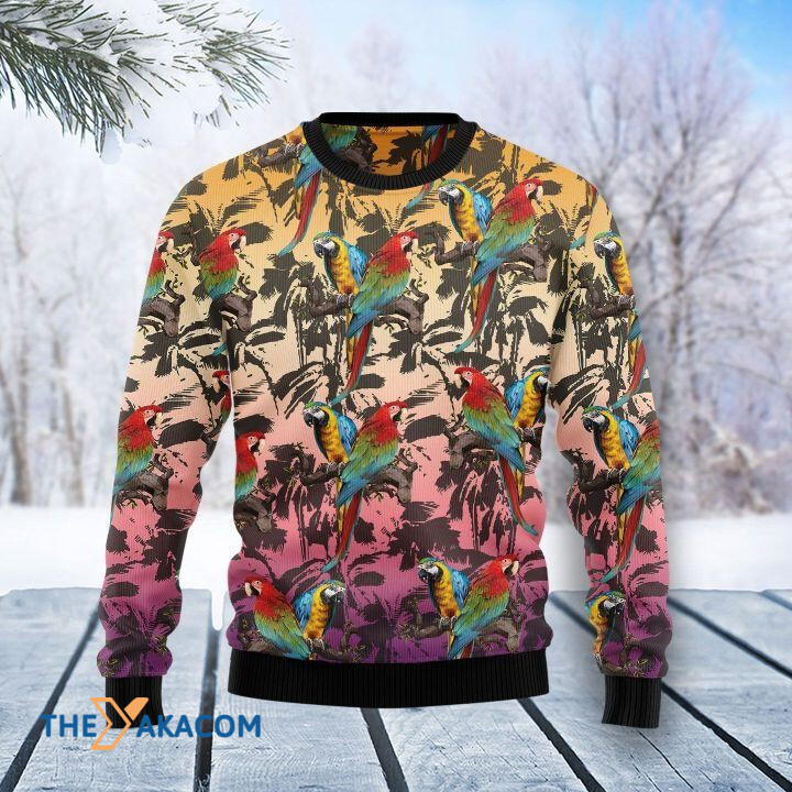 Beautiful Parrot In Forest Gift For Christmas Ugly Christmas Sweater