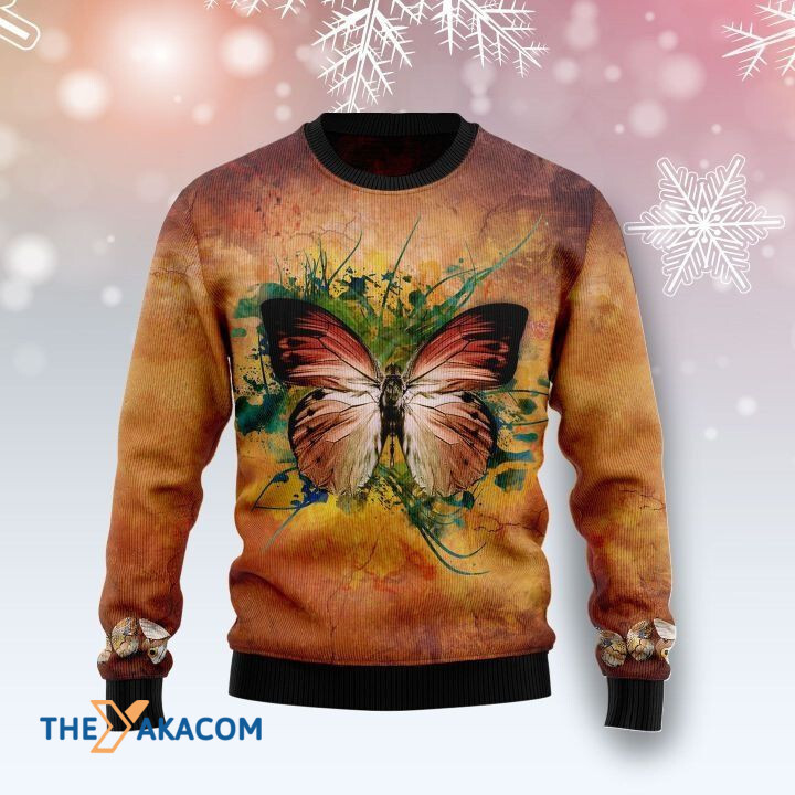 Beautiful Watercolor Butterfly Gift For Christmas Ugly Christmas Sweater