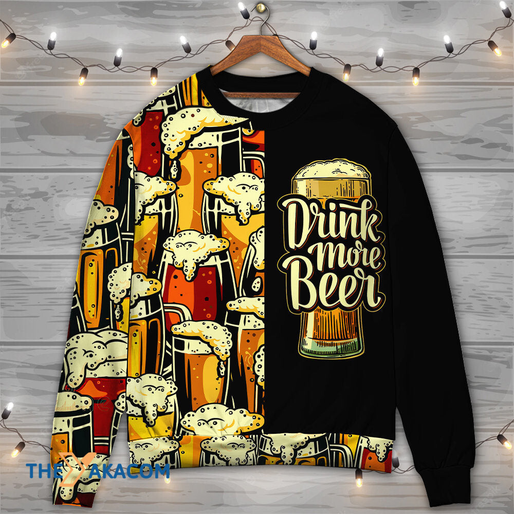 Beer Favorite Drink More Beer Gift For Lover Ugly Christmas Sweater