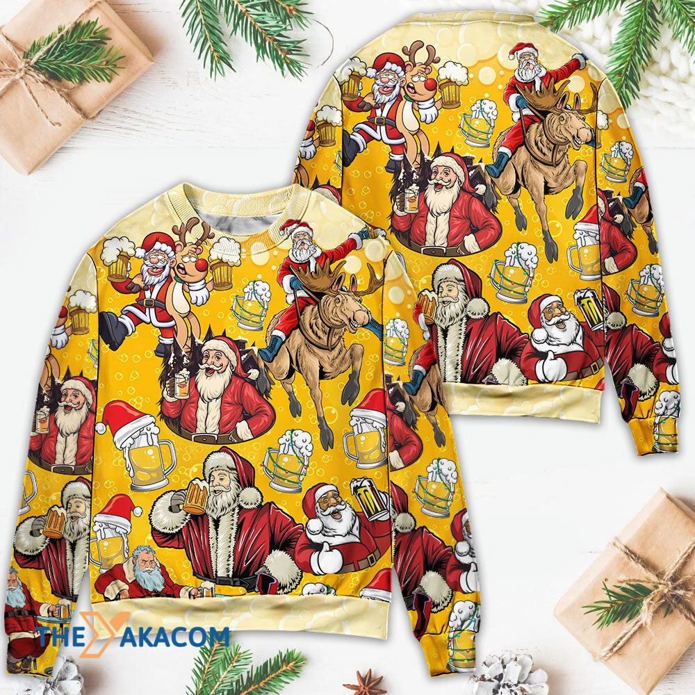 Beer Santa Funny Christmas Merry Xmas Gift For Lover Ugly Christmas Sweater