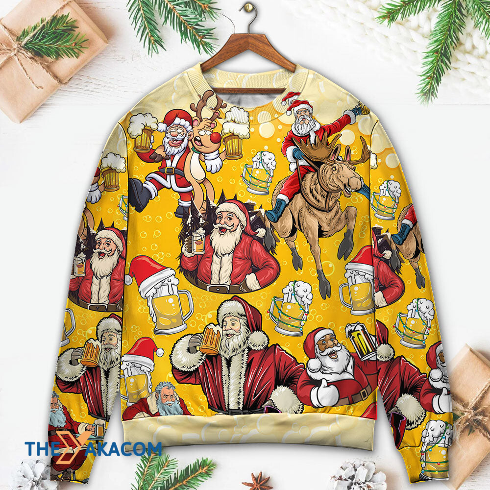 Beer Santa Funny Christmas Merry Xmas Gift For Lover Ugly Christmas Sweater