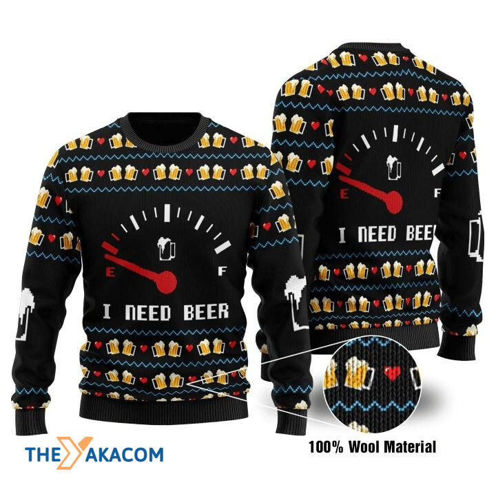 Beer_s Meter Show Red Level I Need Beer Gift For Christmas Ugly Christmas Sweater