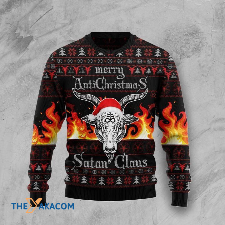 Black And White Head Merry Anti Christmas Satan Claus Gift For Christmas Ugly Christmas Sweater Black And White Head Merry Anti Christmas Satan Claus Gift For Christmas Ugly Christmas Sweater