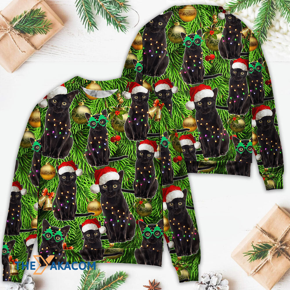 Black Cat Christmas Merry Xmas Gift For Lover Ugly Christmas Sweater