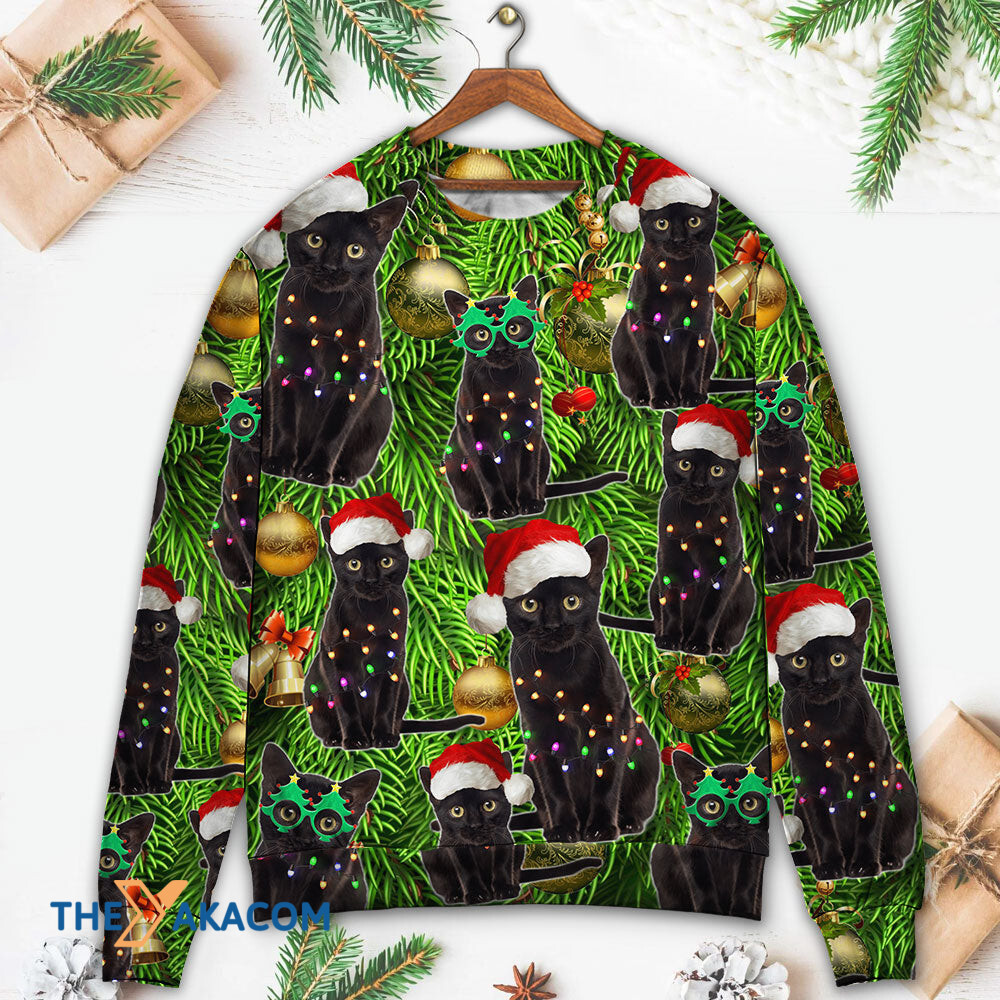 Black Cat Christmas Merry Xmas Gift For Lover Ugly Christmas Sweater