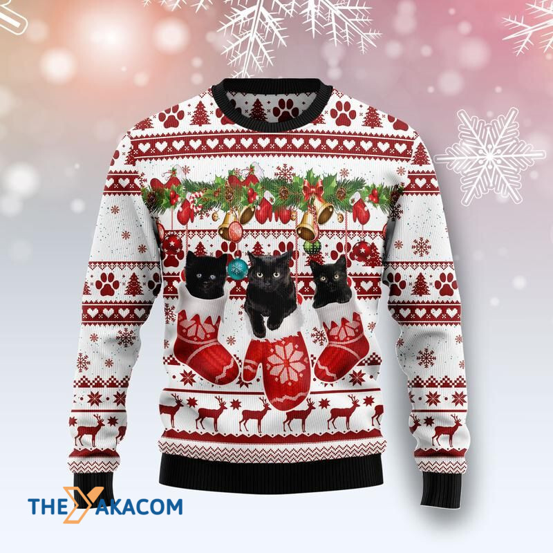 Black Cat Gloves Merry Christmas Red Socks Awesome Gift For Christmas Ugly Christmas Sweater Black Cat Gloves Merry Christmas Red Socks Awesome Gift For Christmas Ugly Christmas Sweater