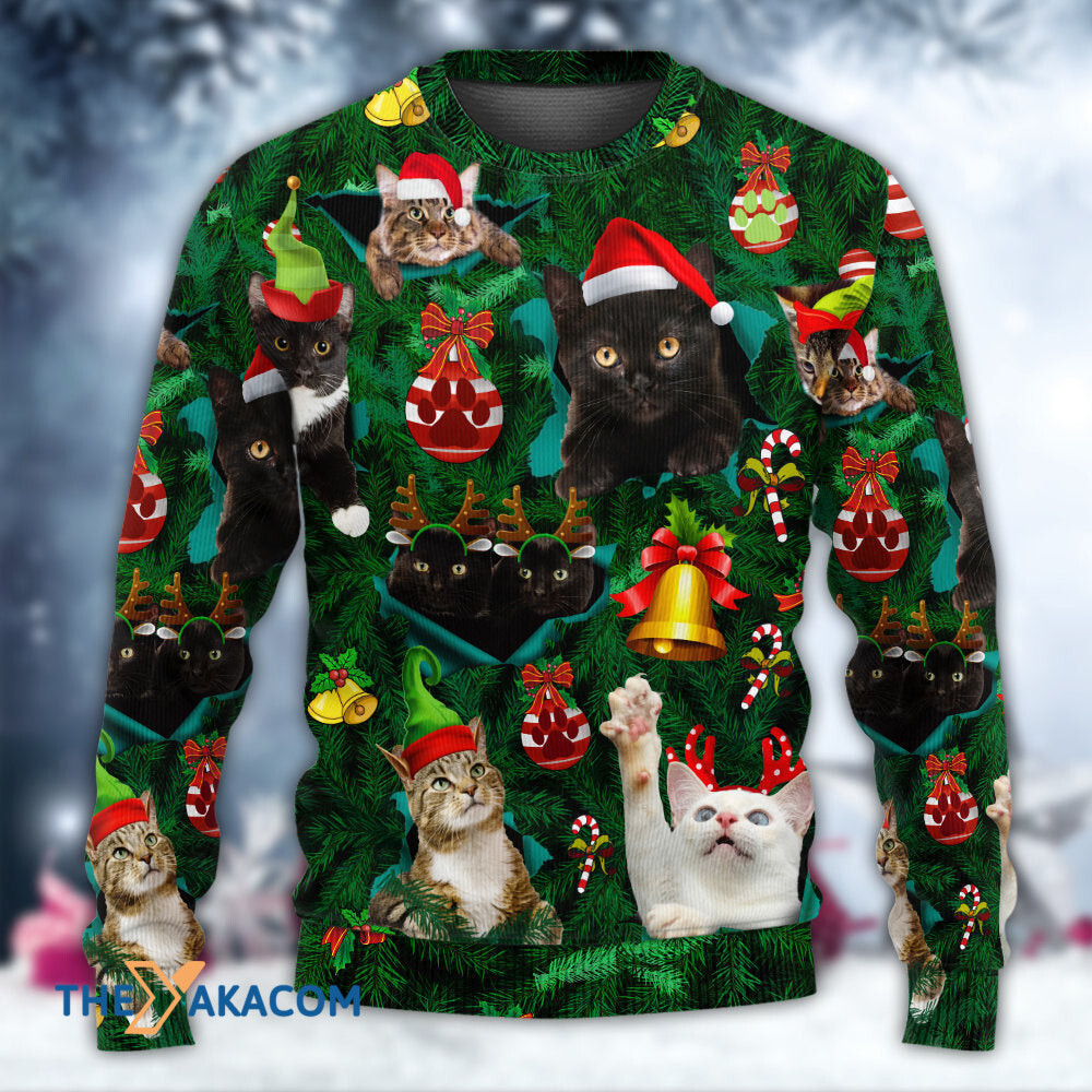 Christmas Cats Meowy Mas Christmas Gift For Lover Ugly Christmas Sweater