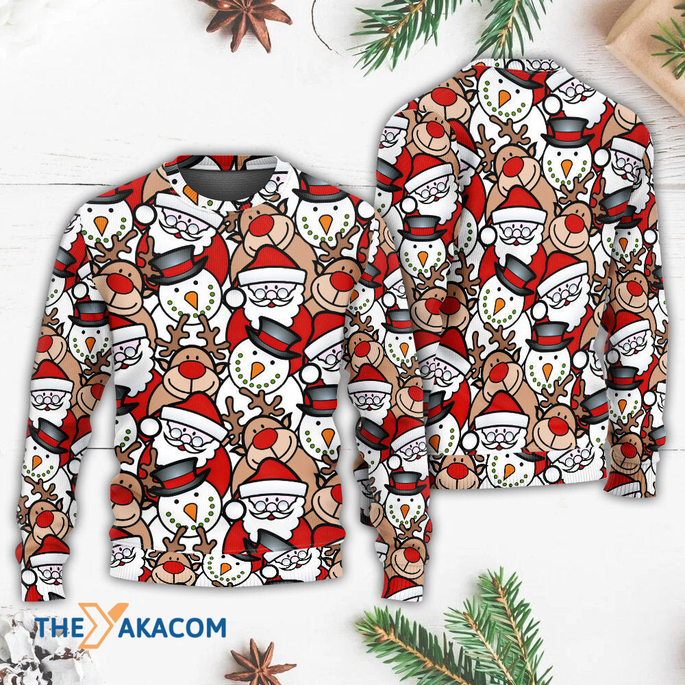 Christmas Cutie Santa And Reindeer Funny Style Gift For Lover Ugly Christmas Sweater