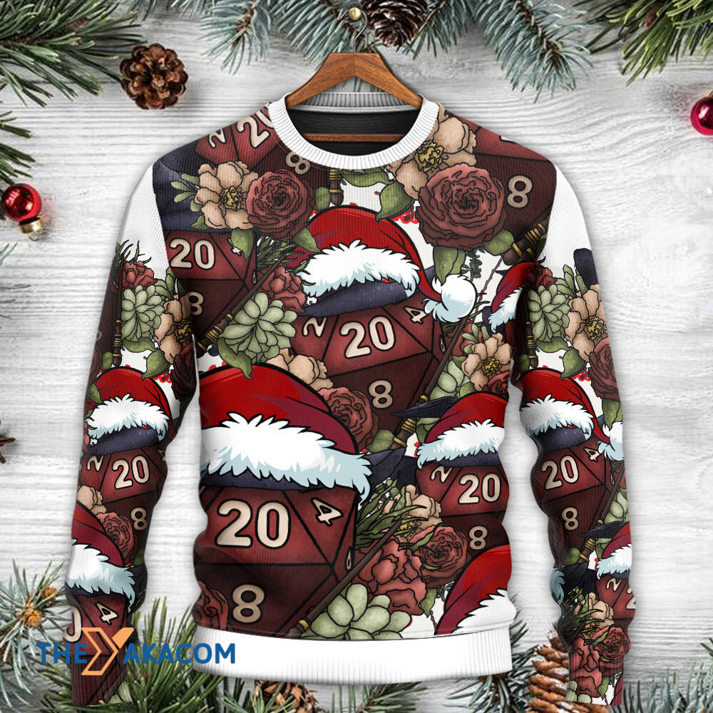 Christmas D20 Witch Dice D20 Xmas Vibe Gift For Lover Ugly Christmas Sweater