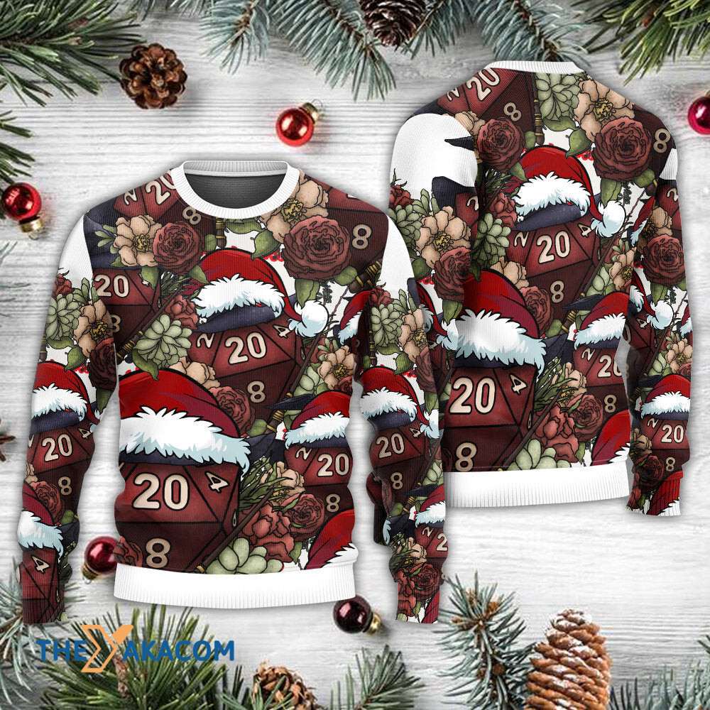Christmas D20 Witch Dice D20 Xmas Vibe Gift For Lover Ugly Christmas Sweater