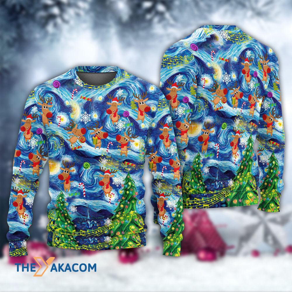 Christmas Dancing Reindeers Happy Gift For Lover Ugly Christmas Sweater