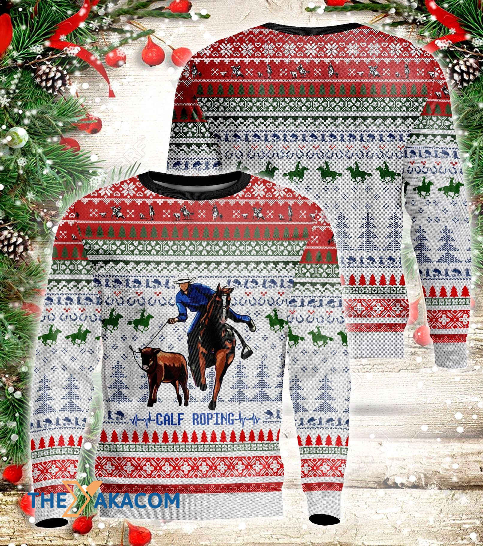 Christmas Day_s Horseman Leading Oxen Gift For Christmas Ugly Christmas Sweater