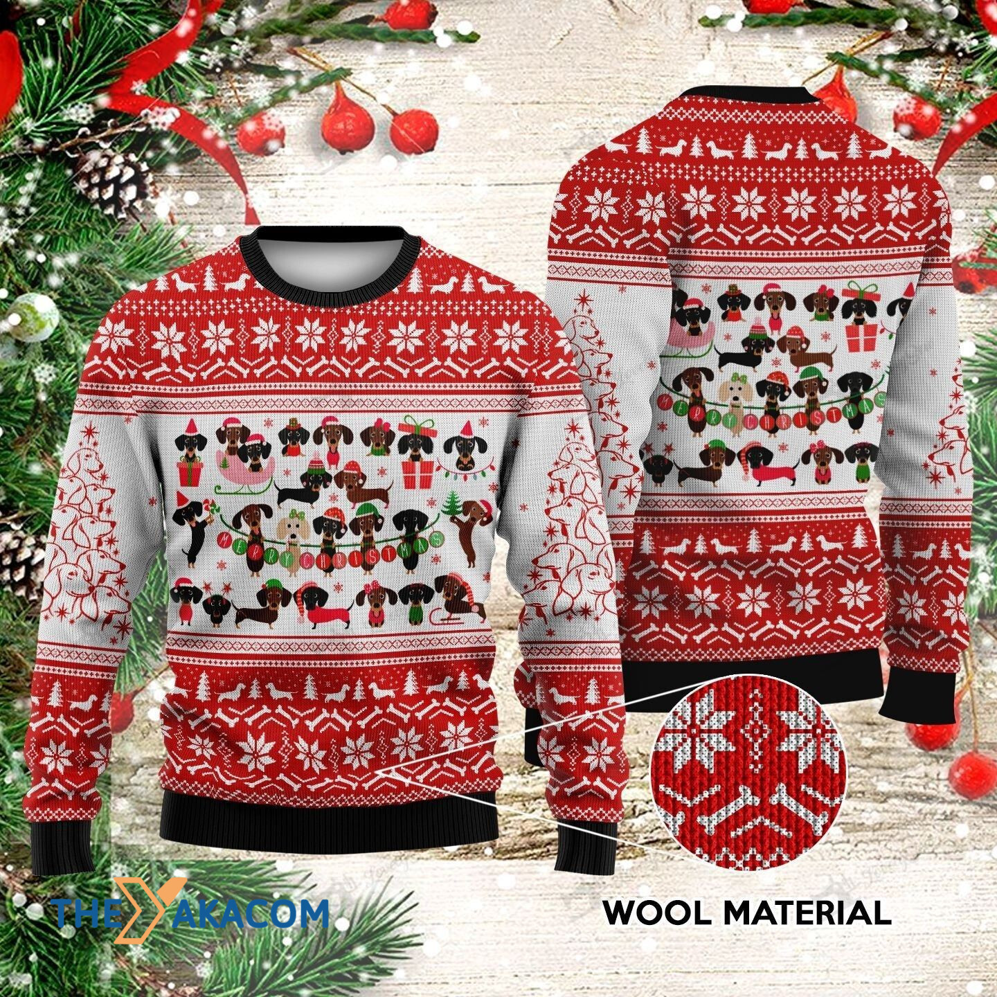Christmas Day_s Little Dachshund Dogs Gift For Christmas Ugly Christmas Sweater