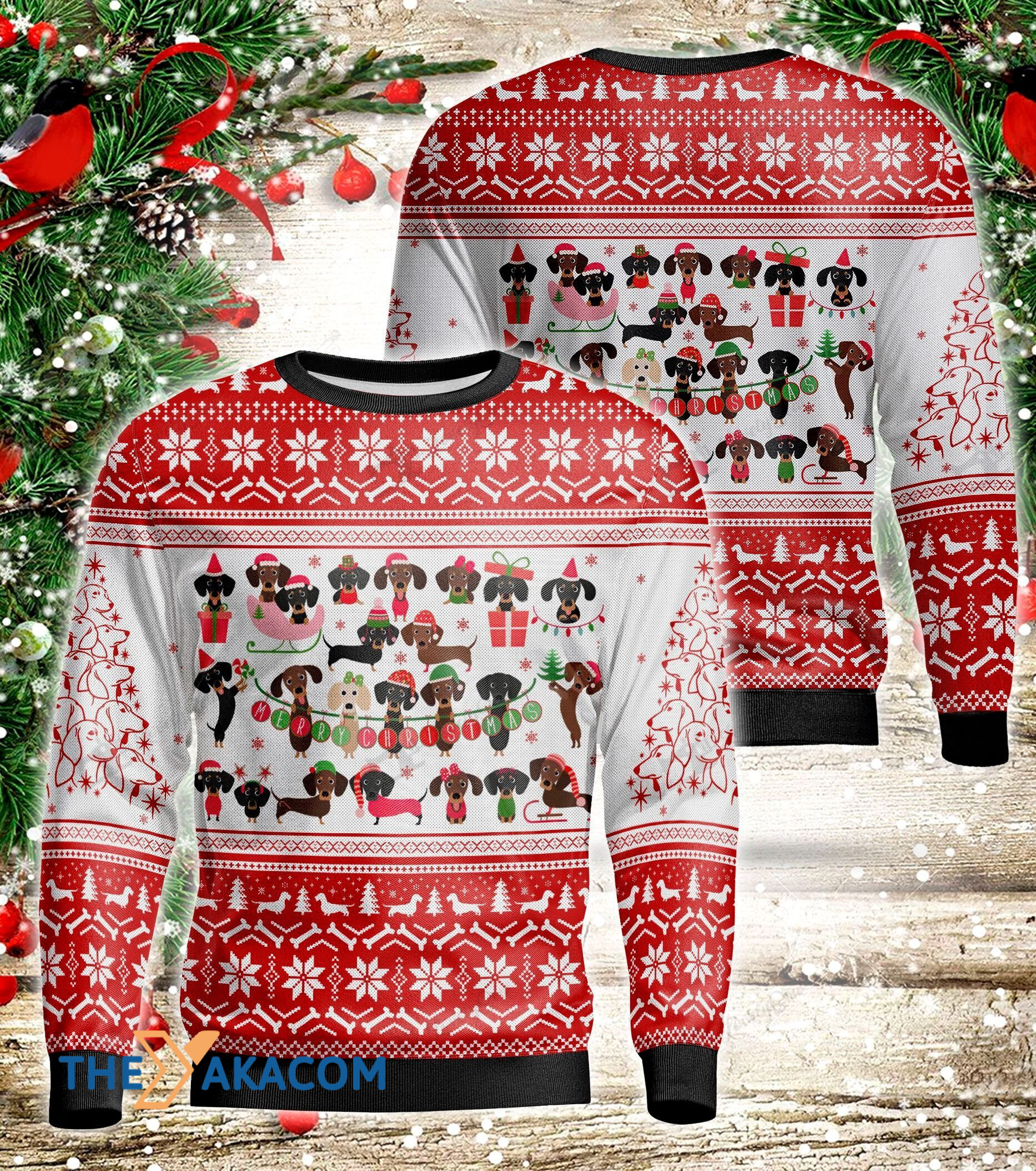 Christmas Day_s Little Dachshund Dogs Gift For Christmas Ugly Christmas Sweater