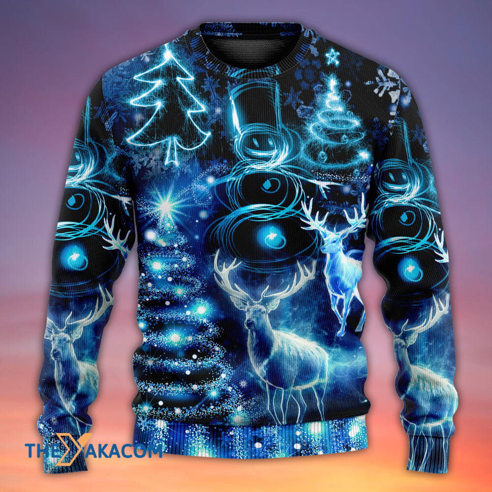 Christmas Deer Snowman Tree Glow Light Style Gift For Lover Ugly Christmas Sweater