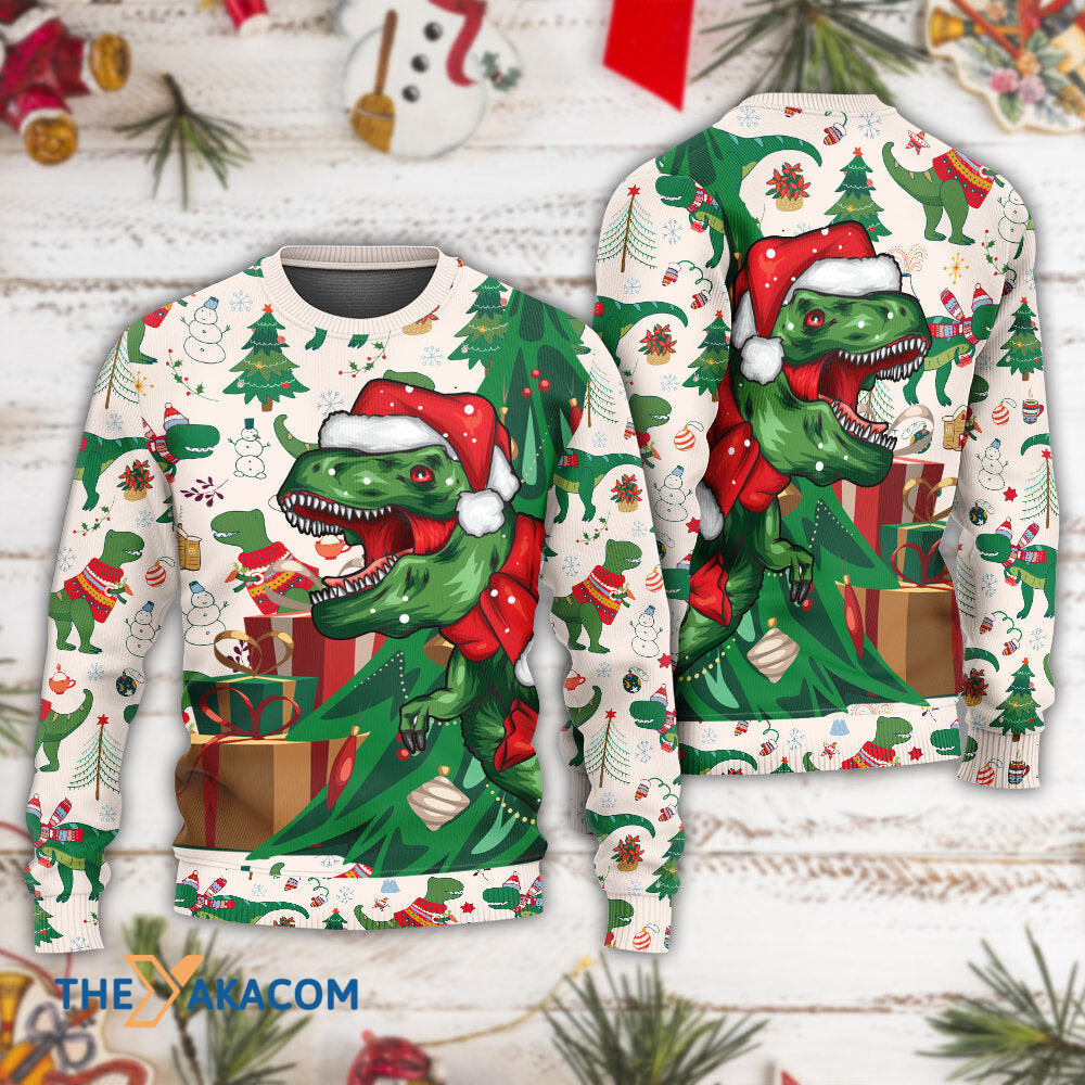 Christmas Dinosaurs Xmas Tree T-rex Merry Rexmas Gift For Lover Ugly Christmas Sweater