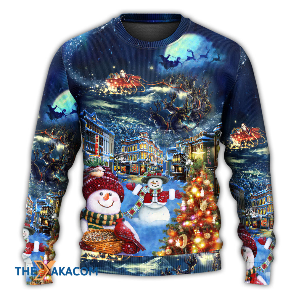 Christmas Family Snowman Santa Claus In Love Light Art Style Gift For Lover Ugly Christmas Sweater Christmas Family Snowman Santa Claus In Love Light Art Style Gift For Lover Ugly Christmas Sweater