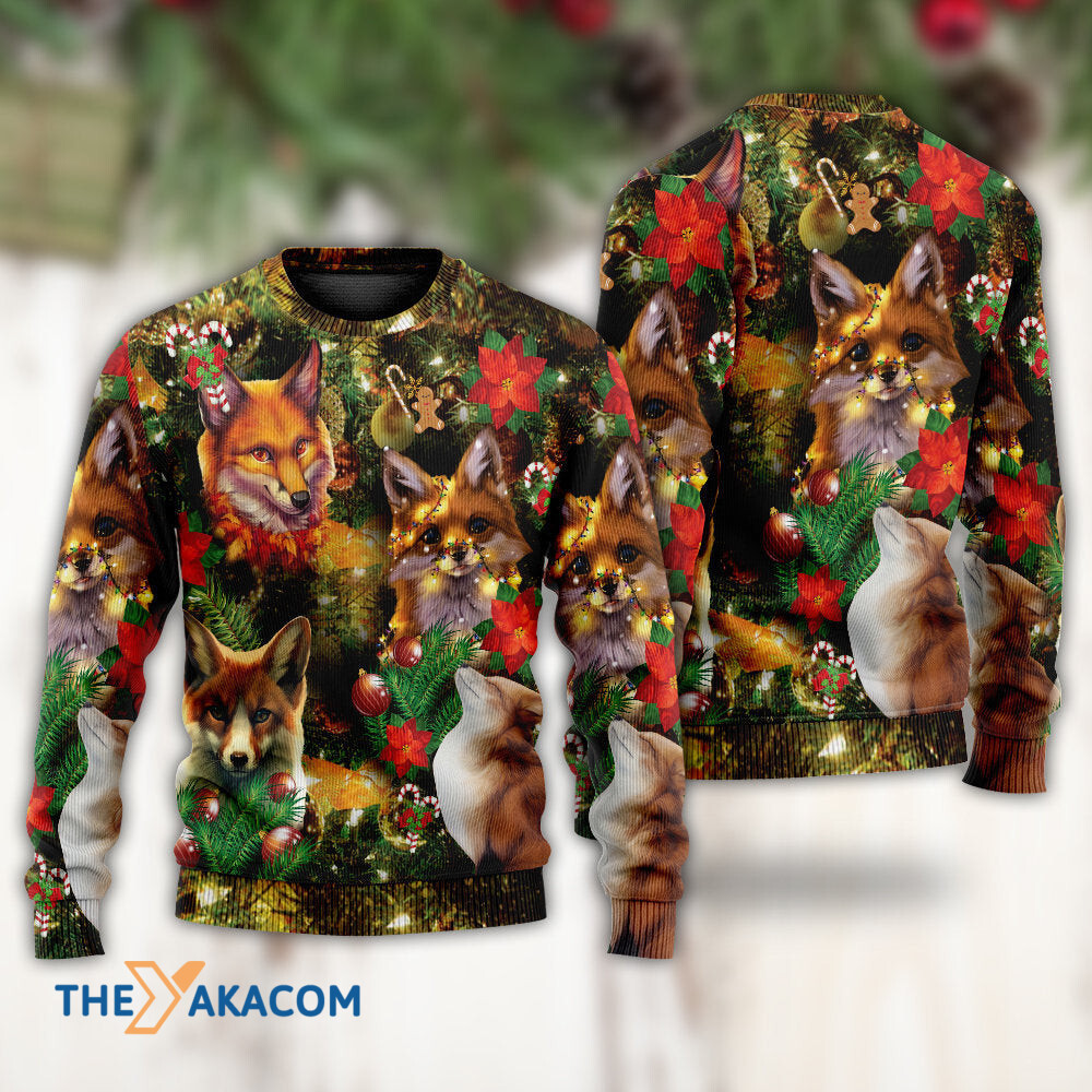 Christmas Foxmas Amazing Merry Gift For Lover Ugly Christmas Sweater