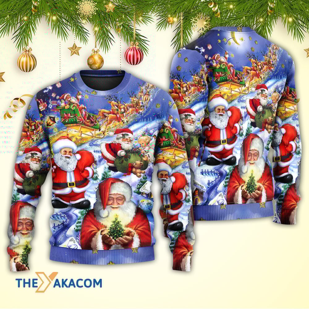 Christmas Funny Santa Claus Happy Xmas Is Coming Art Style Gift For Lover Ugly Christmas Sweater