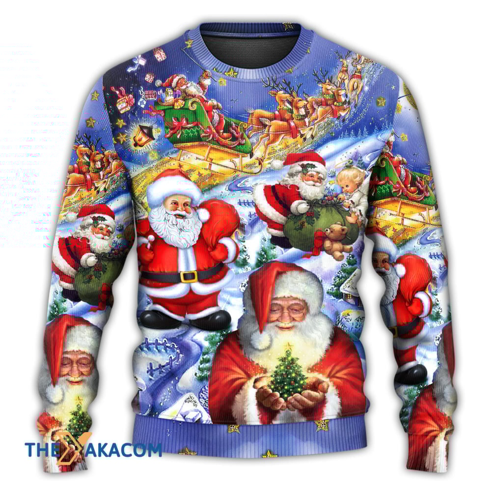 Christmas Funny Santa Claus Happy Xmas Is Coming Art Style Gift For Lover Ugly Christmas Sweater