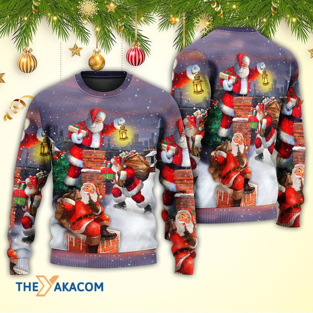 Christmas Having Fun With Santa Claus Gift For Xmas Art Style Gift For Lover Ugly Christmas Sweater
