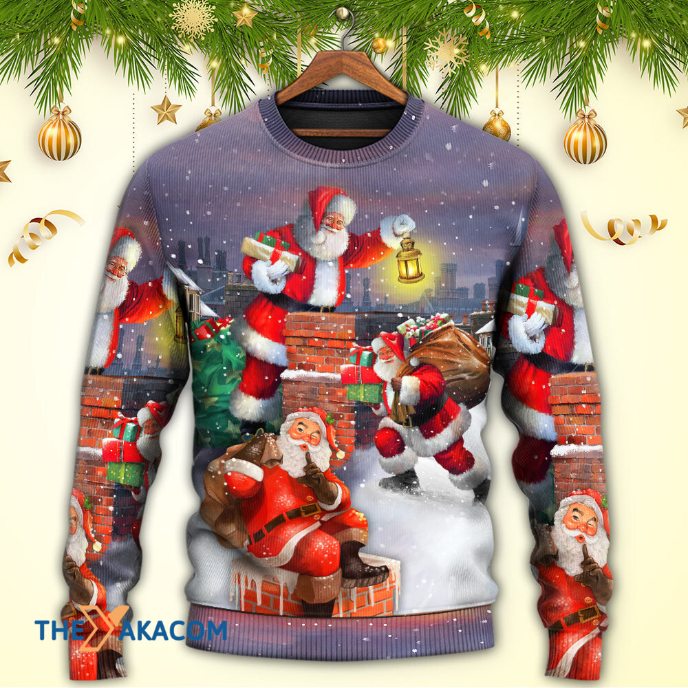 Christmas Having Fun With Santa Claus Gift For Xmas Art Style Gift For Lover Ugly Christmas Sweater